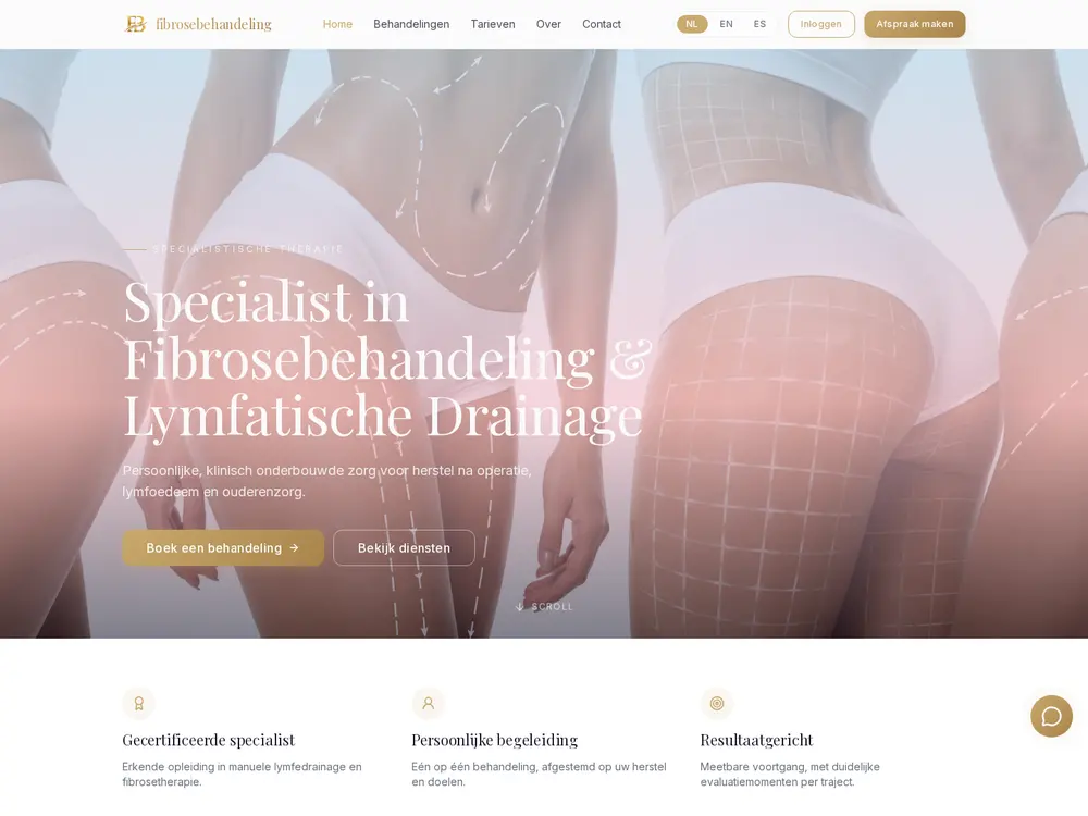 Website van Fibrosebehandeling, ontworpen door Sylvesterweb