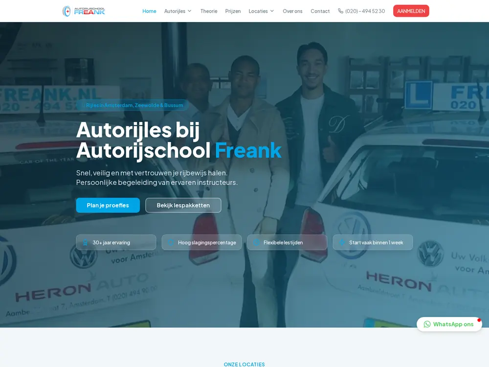Website van Autorijschool Freank, ontworpen door Sylvesterweb