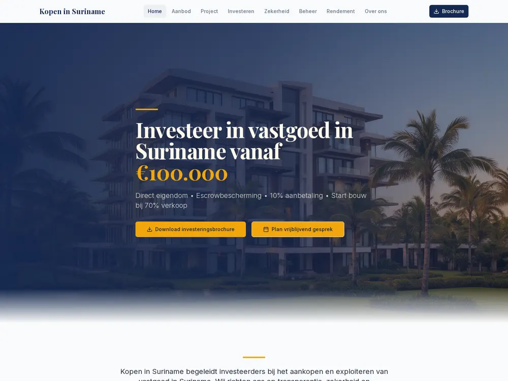 Website van Kopen in Suriname, ontworpen door Sylvesterweb